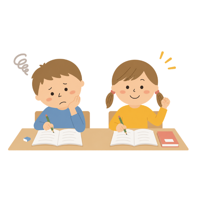 Math Gritと一般的な学習塾の違いを表すイラスト